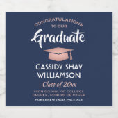 Glückwunsch der Graduierungspartei Navy Blue Pink  Bierflaschenetikett (Einzelnes Label)