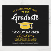 Glückwunsch der Graduierungspartei Schwarz-Gelb Schaumweinetikett (Einzelnes Label)
