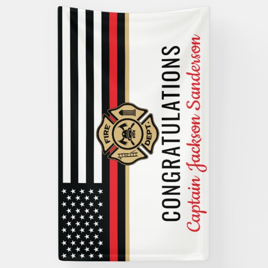 Glückwunsch der Red Line-Flagge für Feuerwehrleute Banner (Vertikal)