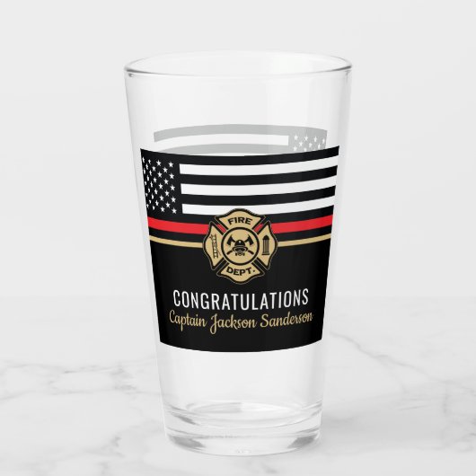 Glückwunsch der Red Line-Flagge für Feuerwehrleute Glas (Rückseite)