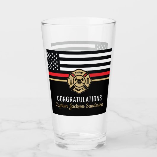 Glückwunsch der Red Line-Flagge für Feuerwehrleute Glas (Vorderseite)