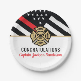 Glückwunsch der Red Line-Flagge für Feuerwehrleute Pappteller