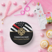 Glückwunsch der Red Line-Flagge für Feuerwehrleute Pappteller (Party)