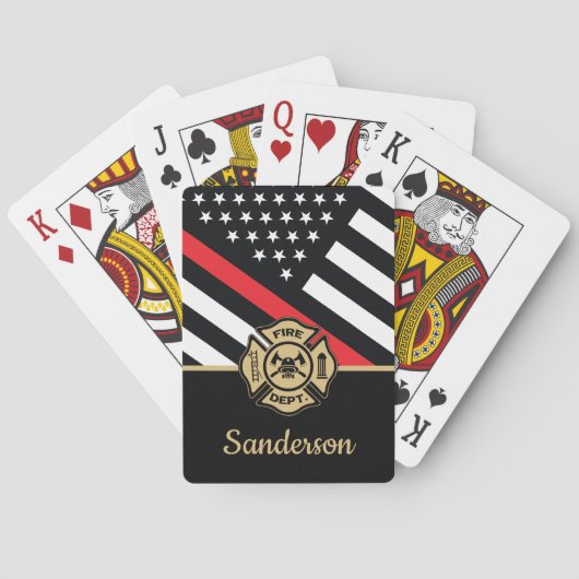 Glückwunsch der Red Line-Flagge für Feuerwehrleute Spielkarten (Rückseite)