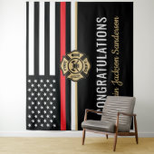 Glückwunsch der Red Line-Flagge für Feuerwehrleute Wandteppich (Beispiel)