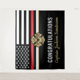 Glückwunsch der Red Line-Flagge für Feuerwehrleute Wandteppich