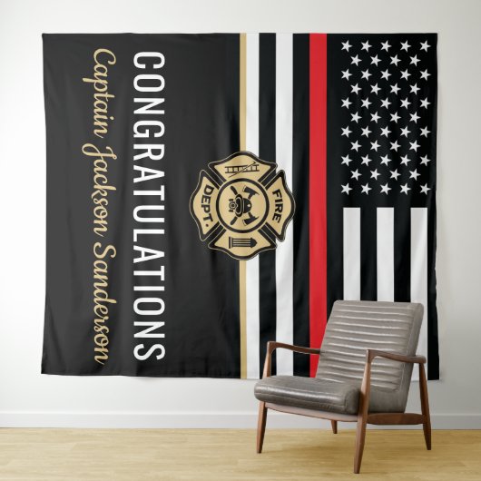 Glückwunsch der Red Line-Flagge für Feuerwehrleute Wandteppich (Beispiel (Horizontal))