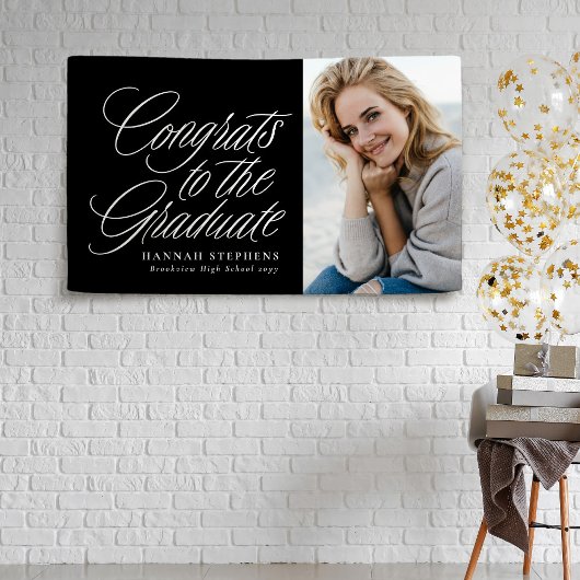 Glückwunsch des Abschlusses für das Schwarze Foto Banner