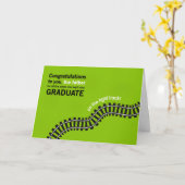 Glückwunsch des Vaterstudiengangs auf der rechten  Karte (Gelbe Blume)