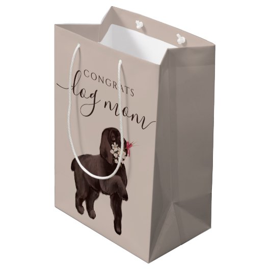 Glückwunsch Dog Mama Geschenktasche Mittlere Geschenktüte (Rückseite Schrägansicht)
