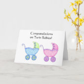 Glückwunsch-Doppelbaby-Mädchen und Junge Karte (Gelbe Blume)