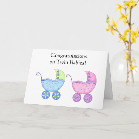 Glückwunsch-Doppelbaby-Mädchen und Junge Karte (Gelbe Blume)