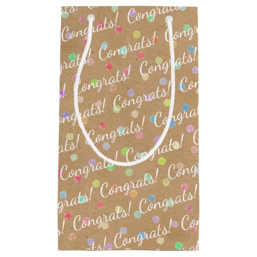 Glückwunsch Dots Muster Imitate Rustikale braune K Kleine Geschenktüte (Vorderseite)