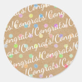 Glückwunsch Dots Muster Imitate Rustikale braune K Runder Aufkleber (Vorderseite)