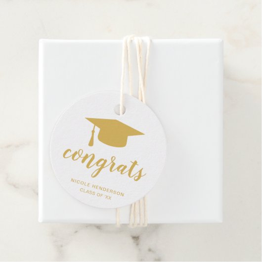 Glückwunsch Elegante Gold- und White Graduation Ca Geschenkanhänger (Beispiel)