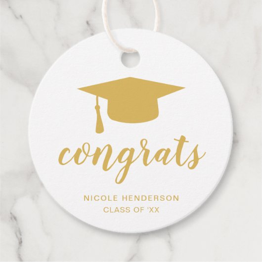 Glückwunsch Elegante Gold- und White Graduation Ca Geschenkanhänger (Vorderseite)