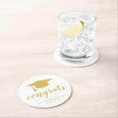 Glückwunsch Elegante Gold- und White Graduation Ca Runder Pappuntersetzer (Vor Ort)