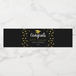 Glückwunsch Elegantes Gold Confetti Wasser Flasch Wasserflaschenetikett