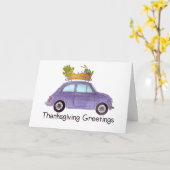 Glückwunsch Erntedankend Lila Retro Fiat 500 Karte (Gelbe Blume)