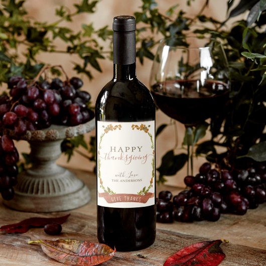 Glückwunsch Erntedankfest Autumn Wassercolor Boho Weinetikett