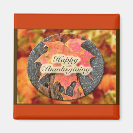 Glückwunsch Erntedankfest Herbstmapelleaf Serie Magnet (Vorne)