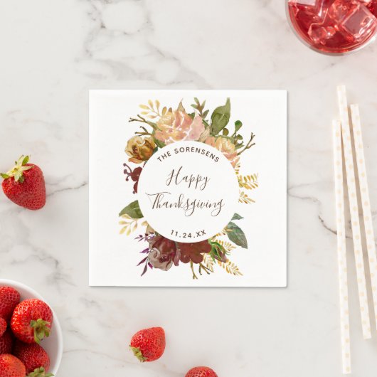 Glückwunsch Erntedankfest Personalisiert floralen Serviette (Beispiel)