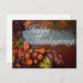 Glückwunsch Erntedankfest Rustikale Herbst Blätter Postkarte (Vorne/Hinten)