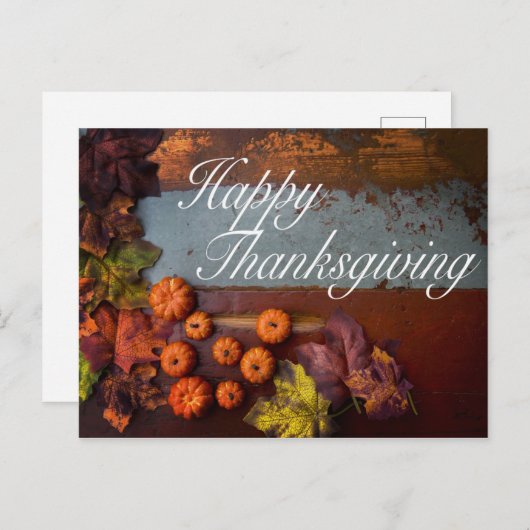 Glückwunsch Erntedankfest Rustikale Herbst Blätter Postkarte (Vorne/Hinten)