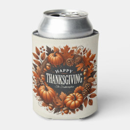 Glückwunsch Erntedankspulkine Herbstleaves Kranz Dosenkühler