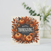 Glückwunsch Erntedankspulkine Herbstleaves Kranz Feiertagskarte (Stehend Vorderseite)