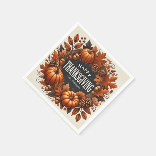 Glückwunsch Erntedankspulkine Herbstleaves Kranz Serviette (Ecke)