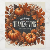 Glückwunsch Erntedankspulkine Herbstleaves Kranz Weinetikett (Einzelnes Label)