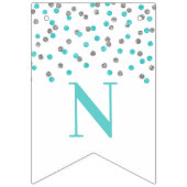 Glückwunsch-Fahnehellblauer silberner Confetti Wimpelkette (Dritte Fahne)