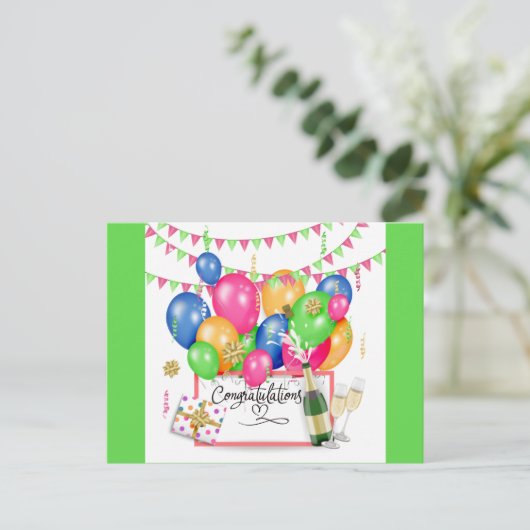 Glückwunsch Feier Postkarte (Stehend Vorderseite)