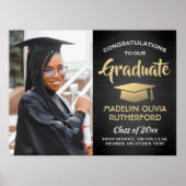 Glückwunsch Foto gebürsteter Schwarz-Gold-Abschlus Poster (Vorne)