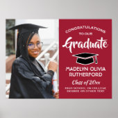 Glückwunsch Foto Rot Schwarz-Weiß-Abschluss Poster (Vorne)