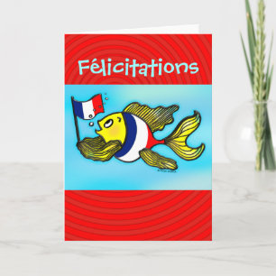 GLÜCKWUNSCH French Flag Fish funny greeting card Karte