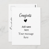 Glückwunsch fügen Namensnachweis-Graduierung einer Postkarte (Vorne/Hinten)