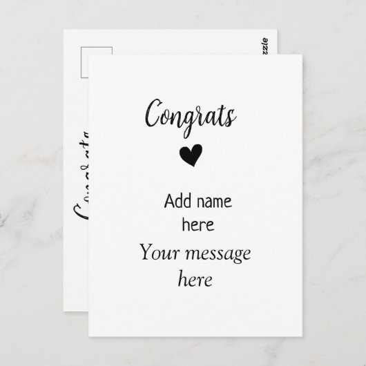 Glückwunsch fügen Namensnachweis-Graduierung einer Postkarte (Vorne/Hinten)