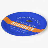 Glückwunsch für Blau- und Orange-Abschluss nach Ku Pappteller (Schrägansicht)