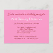 Glückwunsch Geburtstagsparty Einladung (cerise) (Rückseite)