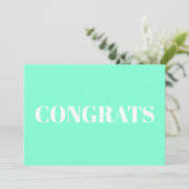 Glückwunsch, Glückwunsch, moderne Aqua-Karte (Stehend Vorderseite)