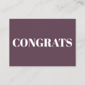 Glückwunsch, Glückwünsche, Auberginen-weiße Karte (Vorderseite)