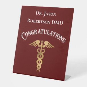 Glückwunsch Gold Caduceus Dentist Dental Sockelschild