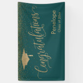 Glückwunsch Gold Confetti Abschluss Aquamarin Banner (Vertikal)