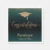 Glückwunsch Gold Confetti Abschluss Aquamarin Serviette (Vorderseite)