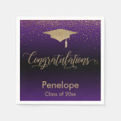 Glückwunsch Gold Confetti Abschluss Lila Serviette (Vorderseite)