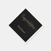 Glückwunsch Gold Glitzer Typografy auf Black Serviette (Ecke)