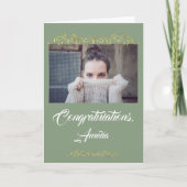 Glückwunsch Gold Ornament Foto Abschluss Karte (Vorderseite)