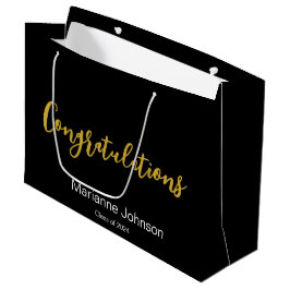 Glückwunsch Gold Schwarz-weiß Graduate Name Große Geschenktüte